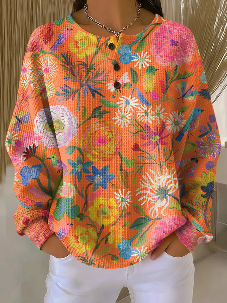Wiebke | Jumper in Orange with Flowers