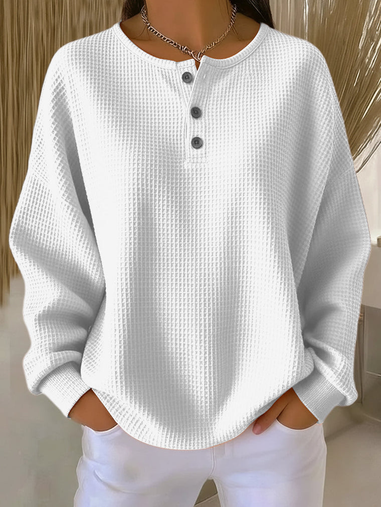 Greta | Simple Jumper in Waffle Knit