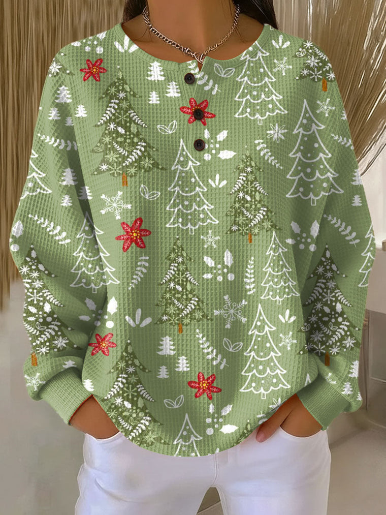 Heidi | Christmas Jumper in Green with Fir Trees