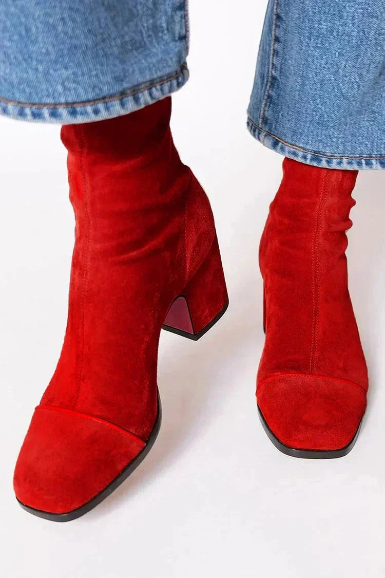 Alma, Suede Heeled Ankle Boots