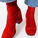 Alma, Suede Heeled Ankle Boots
