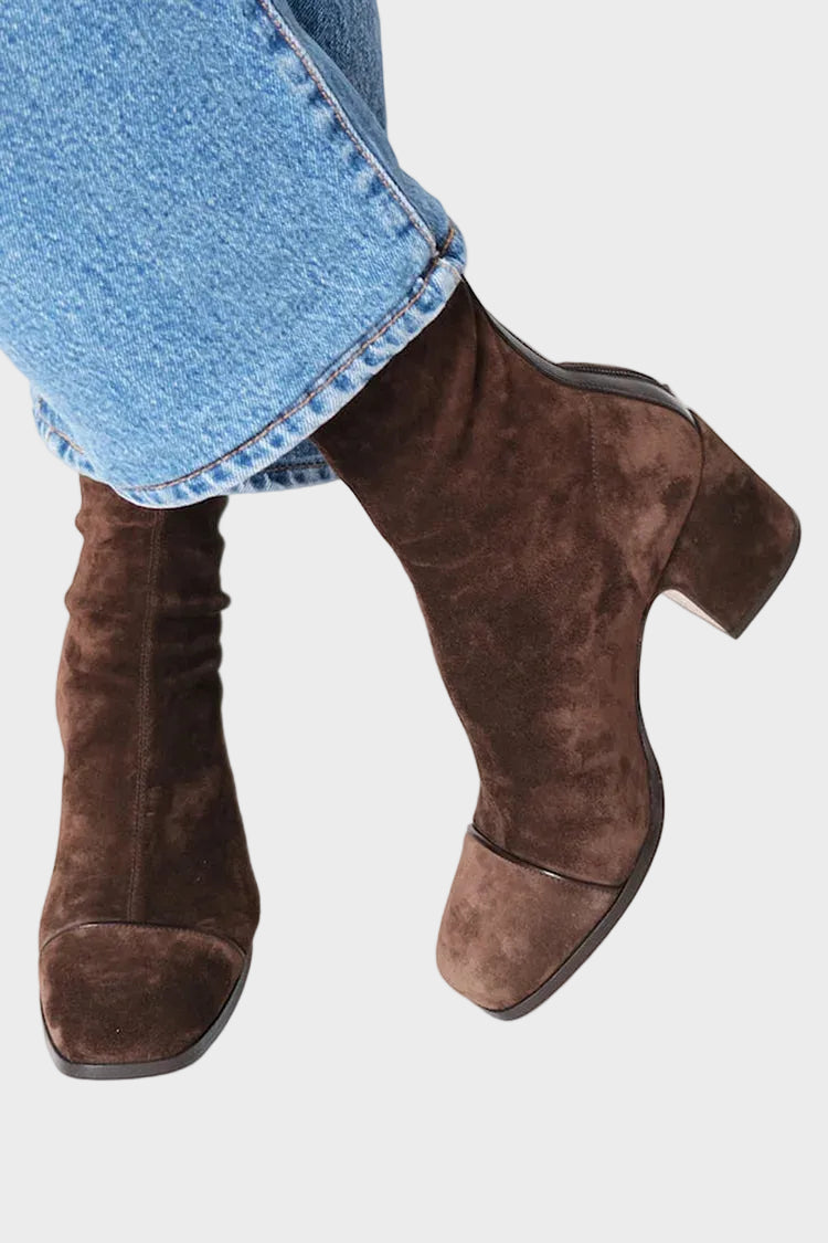 Alma, Suede Heeled Ankle Boots