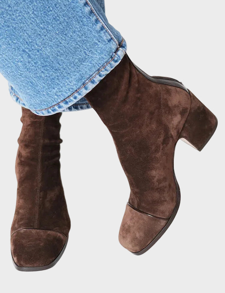 Alma, Suede Heeled Ankle Boots