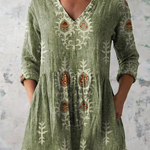 Elise Long Blouse with V-Neck, front view