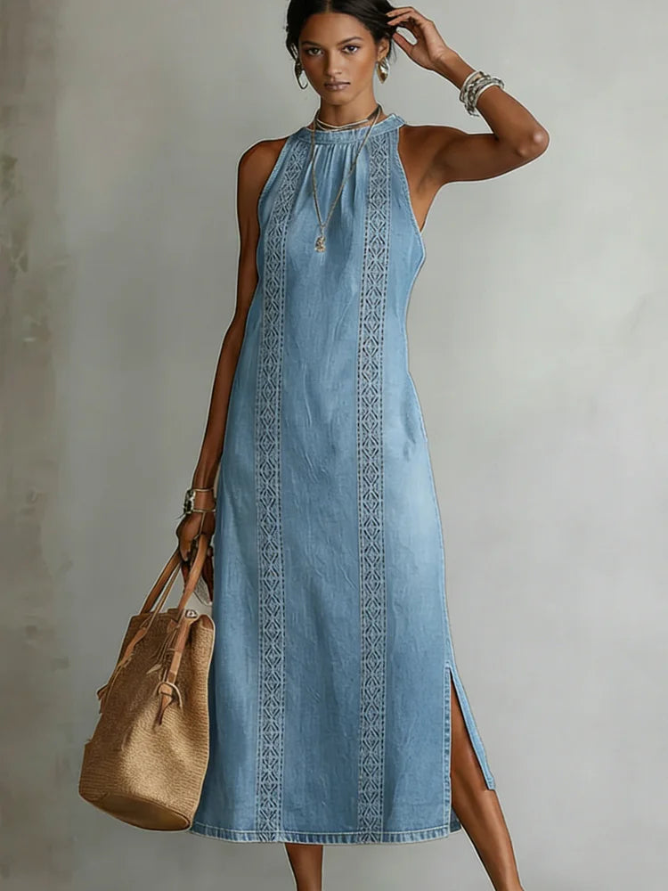 Tilly Retro Lace Denim Dress - view 5
