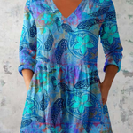 Juliette Long Blouse with V-Neck, front view