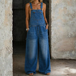 Phoebe Elasticated-Waist Denim Dungarees