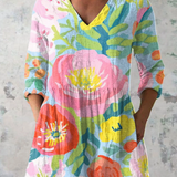 Helene Long Blouse with V-Neck, front view