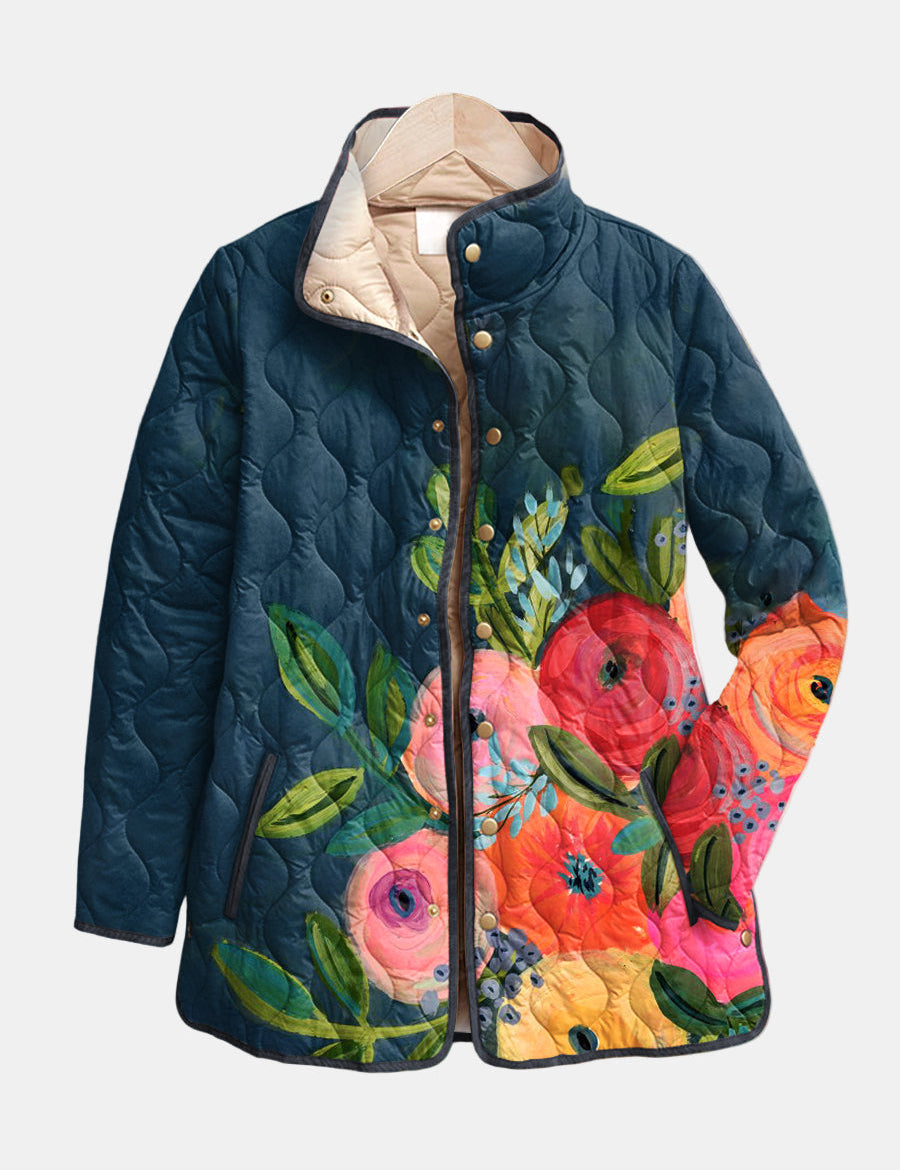 Amaya Vintage Floral Print Quilted Jacket