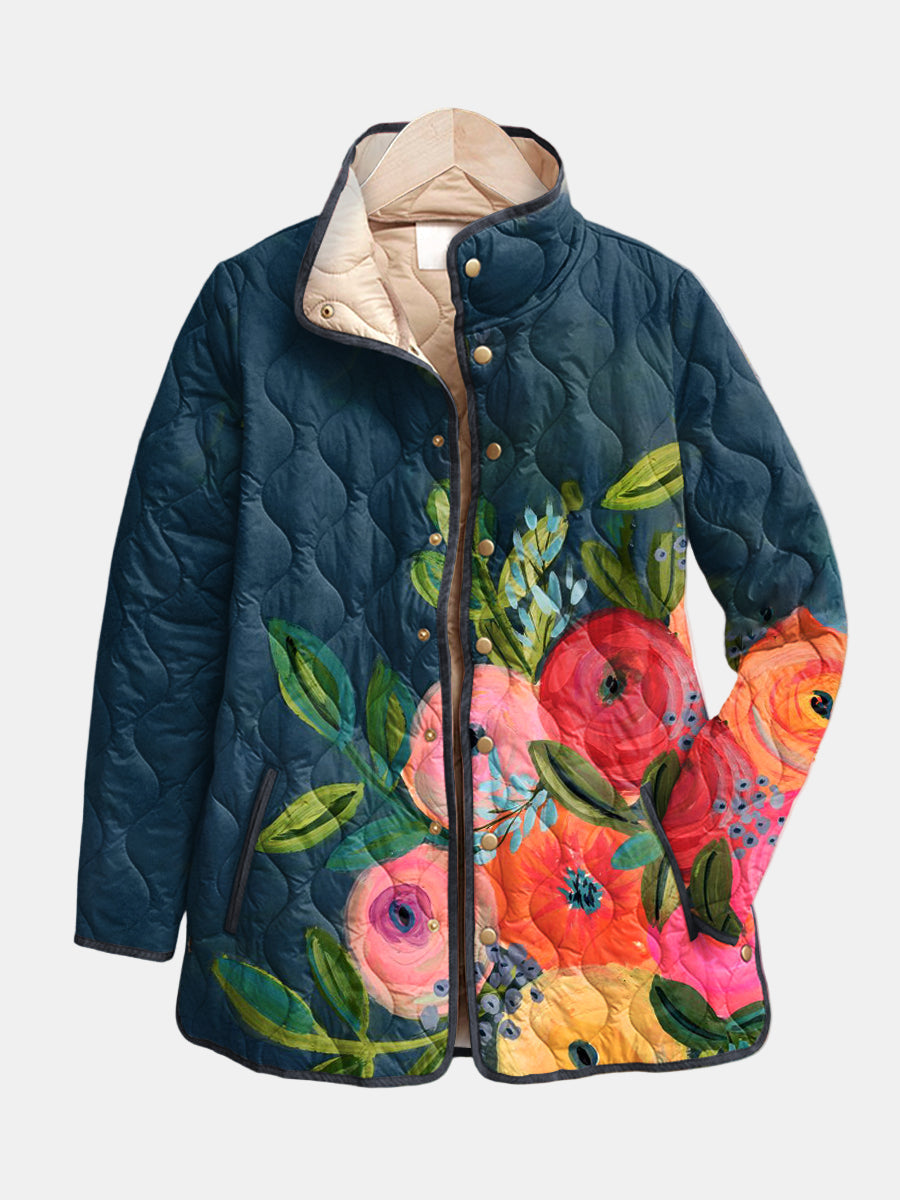 Amaya Vintage Floral Print Quilted Jacket