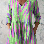 Oceane Long Blouse with V-Neck, front view