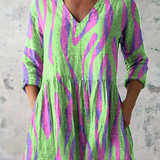 Oceane Long Blouse with V-Neck, front view