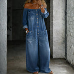 Elsie Long-Sleeve Off-the-Shoulder Jumpsuit