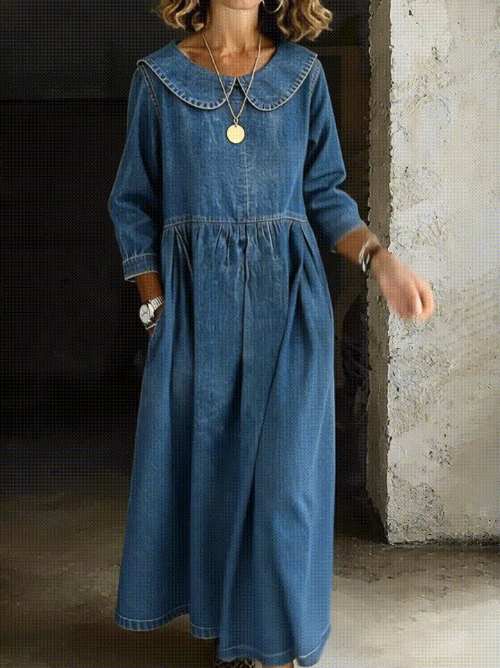 Sophie Peter Pan Collar Denim Dress - view 8