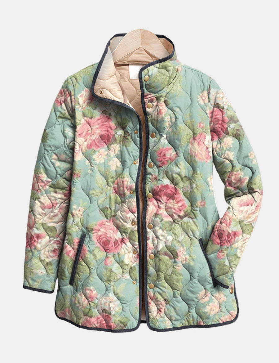 Carys Retro Floral Patterned Quilted Jacket