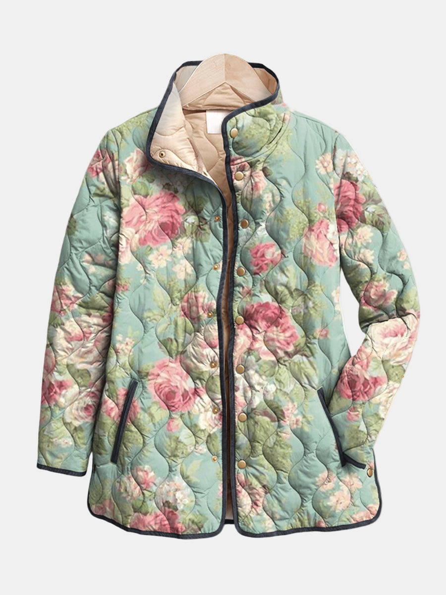 Carys Retro Floral Patterned Quilted Jacket