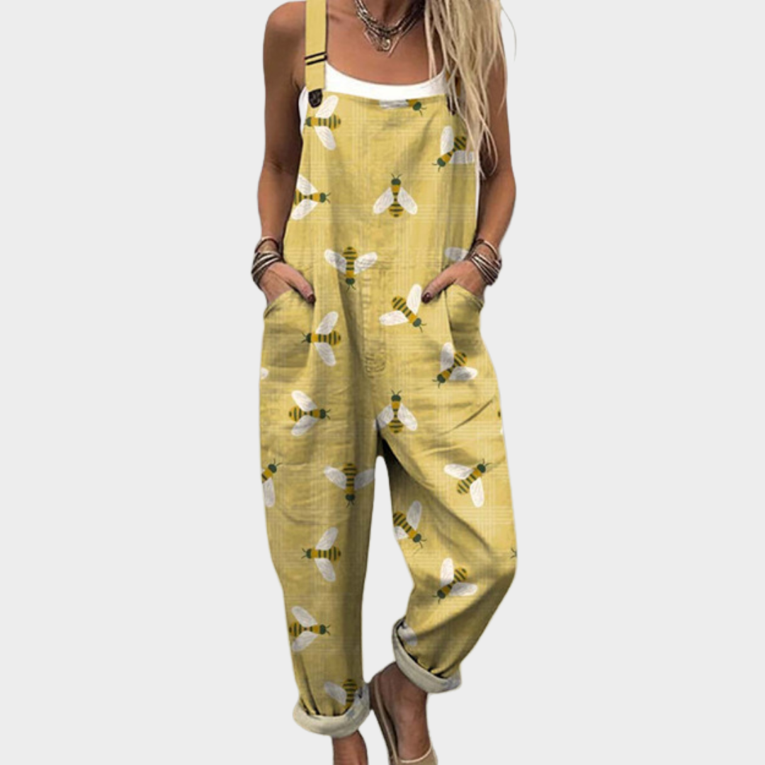 Comfortable printed overalls, front view