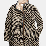 Inaya Retro Hand-Drawn Circle Design Quilted Jacket