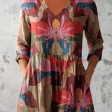 Sarah Long Blouse with V-Neck, front view