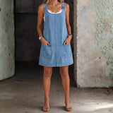 Daisy Casual Denim Pinafore Dress