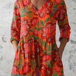 Marion Long Blouse with V-Neck, front view