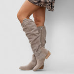 Georgiana, Knee-High Western Boots with Ruched Shaft