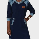 Barbara | Denim-Look Hooded Sweat Dress