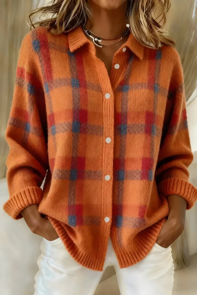 Megan Checked Knit Cardigan