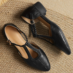 Greta Classic Leather T-Bar Shoes with Braided Detail - view 12