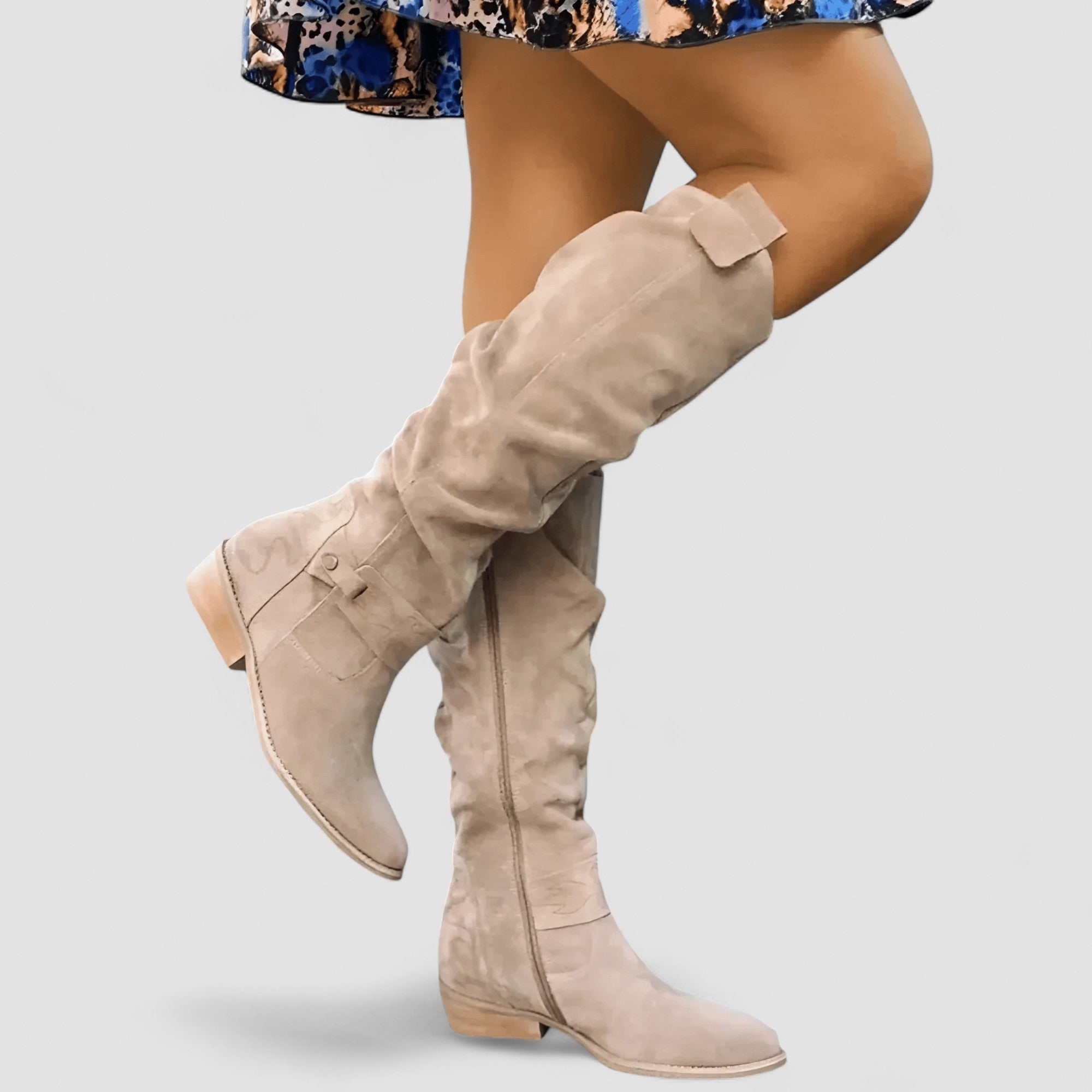 Adelaide, Knee-High Riding Boots with Ruched Shaft