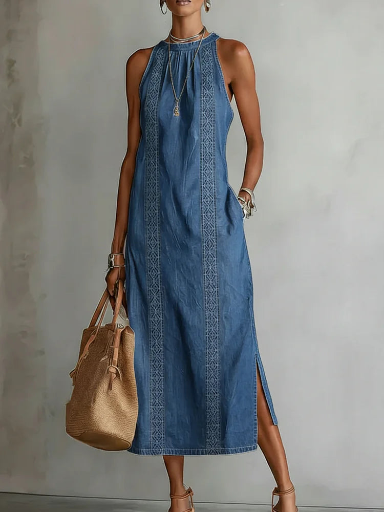Tilly Retro Lace Denim Dress - view 2