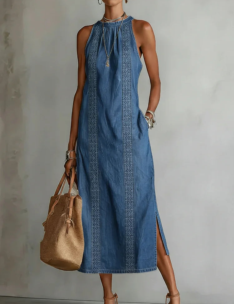 Tilly Retro Lace Denim Dress - view 2