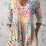 Pauline Long Blouse with V-Neck, front view