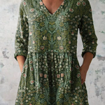 Julie Long Blouse with V-Neck, front view