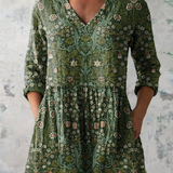 Julie Long Blouse with V-Neck, front view