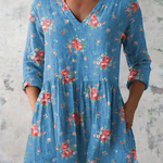 Melanie Long Blouse with V-Neck, front view