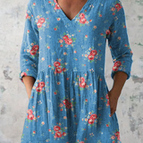 Melanie Long Blouse with V-Neck, front view