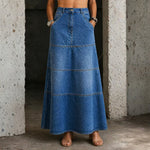 Violet Mid-Length Denim Skirt