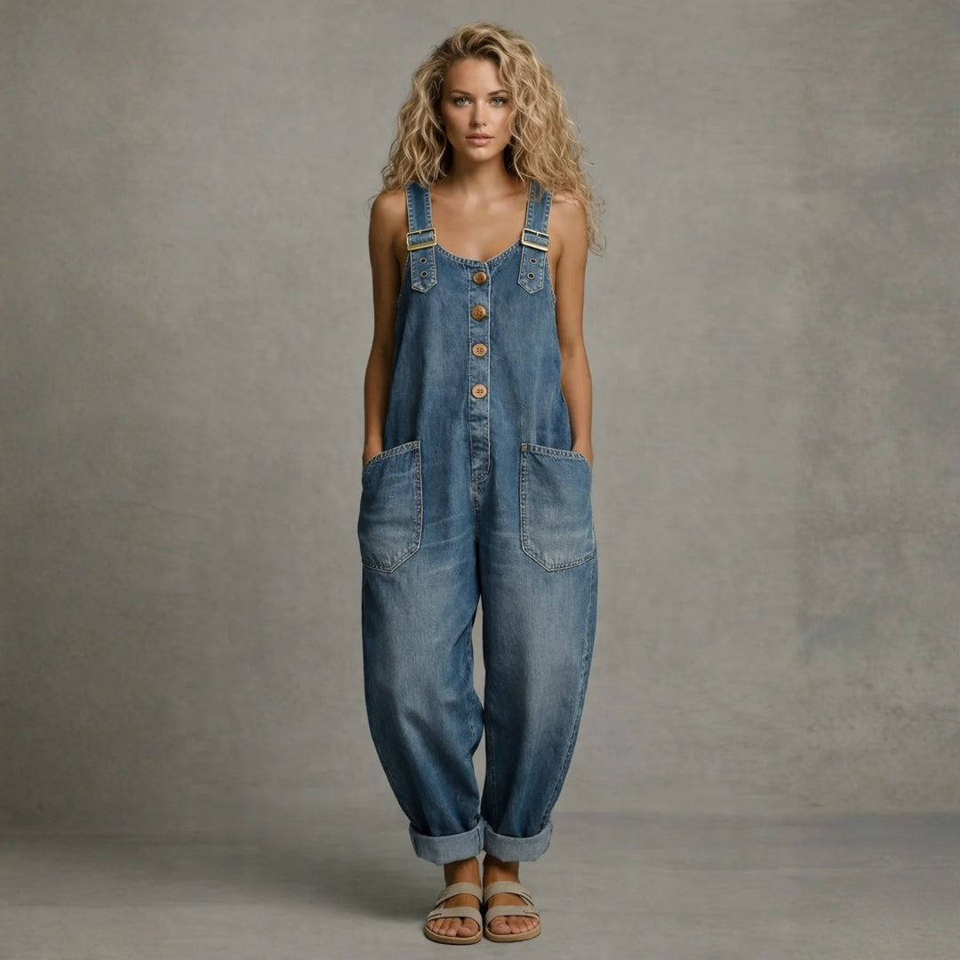 Harriet Stylish Denim Jumpsuit with Pockets