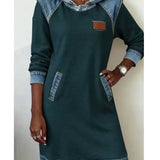 Barbara | Denim-Look Hooded Sweat Dress