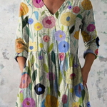 Louise Long Blouse with V-Neck, front view