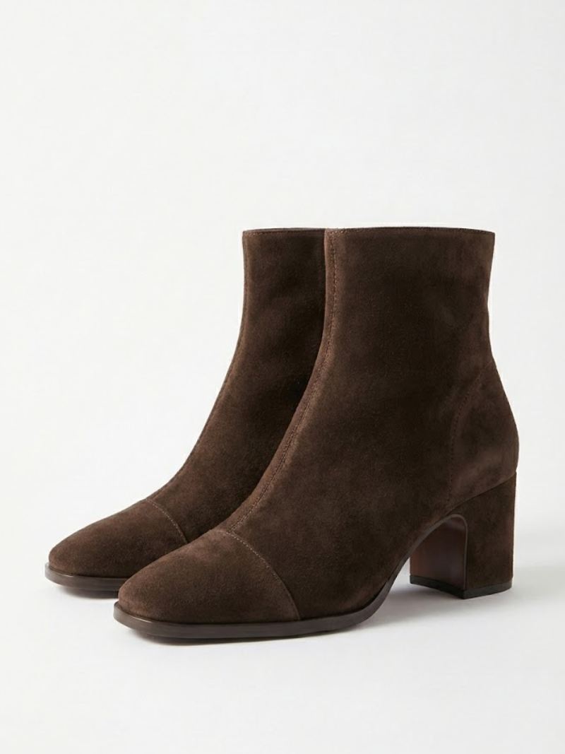Alma, Suede Heeled Ankle Boots