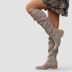 Georgiana, Knee-High Western Boots with Ruched Shaft