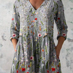 Amelie Long Blouse with V-Neck, front view