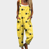 Comfortable printed overalls, front view