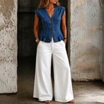 Isobel V-Neck Denim Top