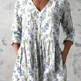 Jeanne Long Blouse with V-Neck, front view