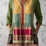 Emilie Long Blouse with V-Neck, front view