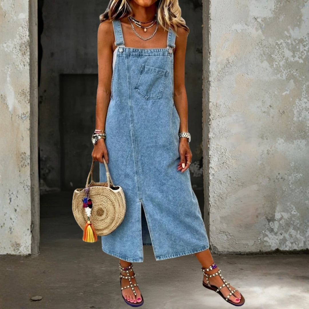 Georgia Casual Denim Pinafore Dress