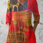 Lucie Long Blouse with V-Neck, front view